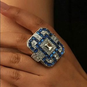 Rhinestone Geo Deco Ring